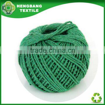 Exhibition of 2ply recycled cotton yarn open end green color twine yarn ball agent China HB971