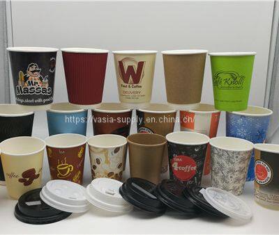 Wholesale Custom Printing Top Quality Single Double Ripple Wall Paper Cups 2.5oz 4oz 6.5oz 7oz 8oz 9oz