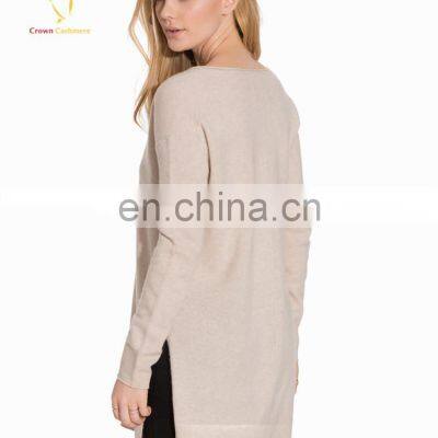 Opening Long Cashmere V Neck Knitwear Womens Sweater photo-2