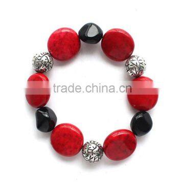 Hot youth fashion styles women jewelry elastic red beaded gemstone bracelet