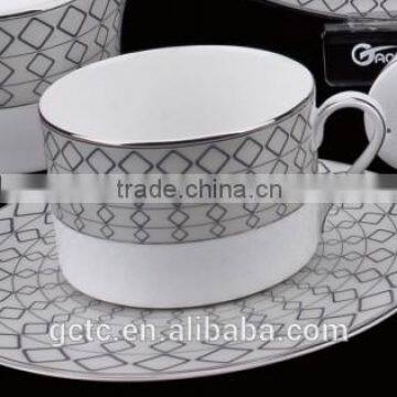 Bone China 15pcs Tea Set With Silver Decal photo-4