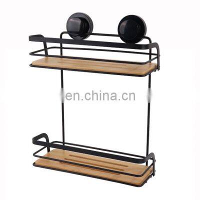 Latest Design Bathroom Storage Rack Iron Bamboo Storage Rack Shelves 2 Layers Wire Storage Rack photo-2
