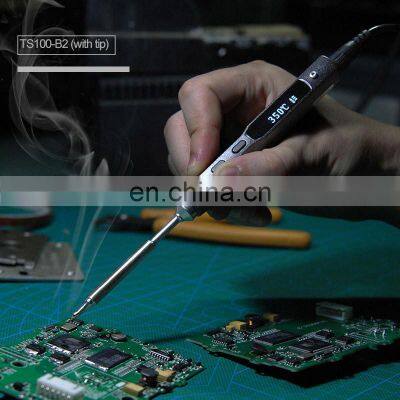 TS100 Electric Soldering Iron DC 12V-24V 40W LCD Display Programable Welding Kit with TS-B2 Soldering Tip