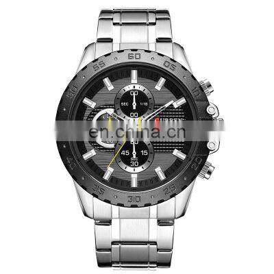 CURREN 8334 Men Quartz Chronograph Business Watches Fashion Stainless Steel Auto Date Casual Wristwatch