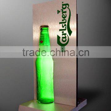 brush aluminum bottle display with OEM design,led, LOGO