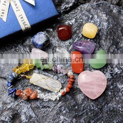 Wellness Crystal Gifts & Value Sets Spiritual Meditation Crystal Heart Healing Crystal 7 Chakra Tumbling Stone Box Set photo-4
