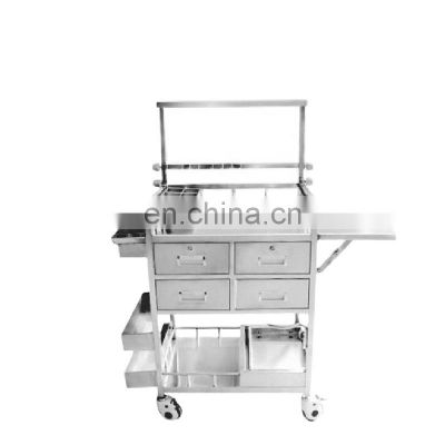 HC-M032 Luxury Hospital multifunctional nursing cart trolley Medicine Wound care car stainless steel Trolley Cart