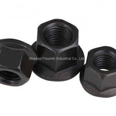 Black Plating M6 - M48 Hex Flange Nuts , Hex Collar Nut DIN 6331 Standard