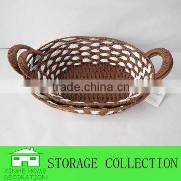 S/2 Oval Shape Paper Rope Woven Gift Basket