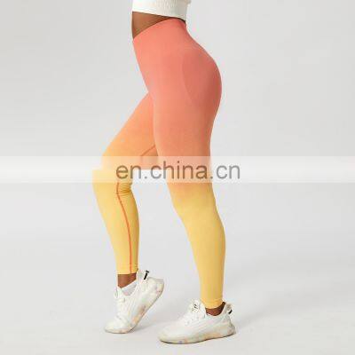 Seamless Contrasting Colors Scrunch Butt Sports Leggings Custom High Waist Yoga Pants photo-3