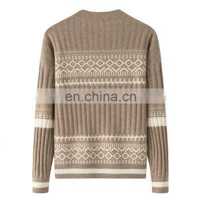 100% Pure Cashmere Jacquard Sweater Custom Christmas Clothing Autumn Winter Casual Style OEM Service Knitted Weave Front Logo photo-2