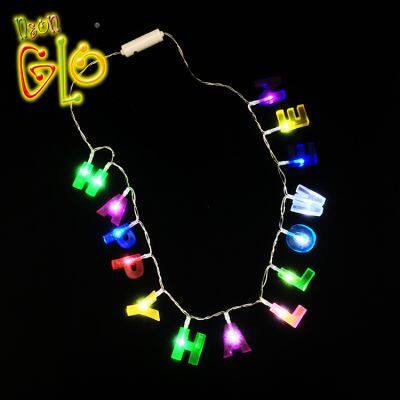 manufacturers provide halloween jewelry glow dark letter necklace for halloween party