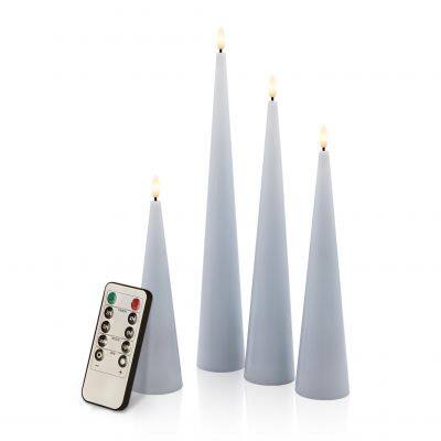 Real Wax 20 24.5 29 33 Cm Conical Shape 3D Wick Cone Candles Led Remote Control Battery Led Candle