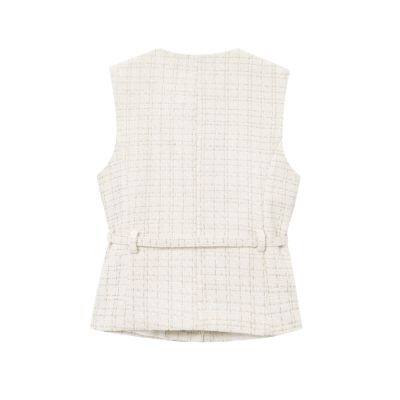 European and American Style 2025 Spring New Women's Clothing Design With Sleeveless Waist Belt and Textured Vest photo-2