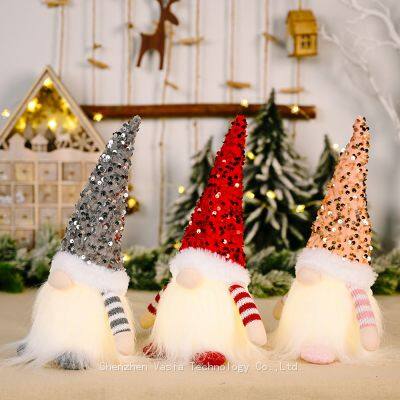 Glowing Rudolph Christmas Decor - Faceless Doll with Lights Sequins for Holiday Party Bulk Ornaments
