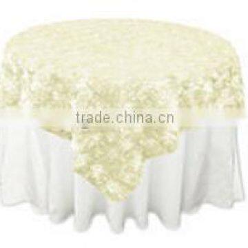 Beige Rossette Table Overlay for Events