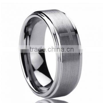 8MM Titanium Comfort Fit Wedding Band Ring Laser Etched Cross Pattern Ring