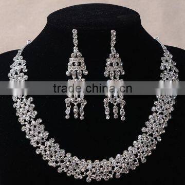 Hot Sale Women's Wedding Jewellery Sets Red Rhinestone Bride Necklace Set photo-4