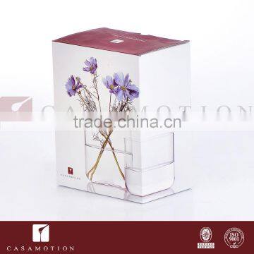 CASAMOTION Flat Clear Hand Blown Art Glass Vase With No MOQ and Gift Boxed, Small