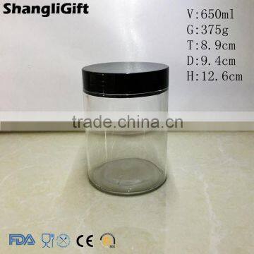 650ml Cylinder Glass Jar Canned Jar With Plastic Cap