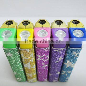 Latest Diamond Ignition Gold Head Windproof Electronic Cigarette Custom Sticker Lighter photo-2