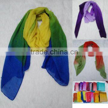 Directly Factory Wholesale 30 Colors Fashion Charm Women Viscose Pearl Beaded Ombre Scarf