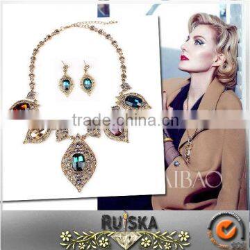 Fashion Jewelry Earrings And Crystal Necklace Set