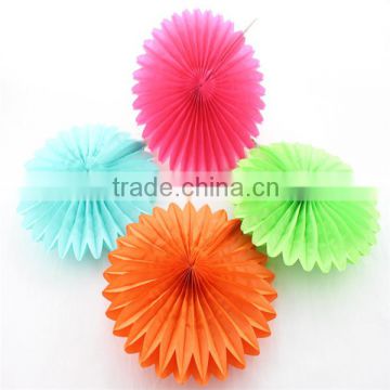 Food Grade Tissue Round Paper Fan for Party Decoration