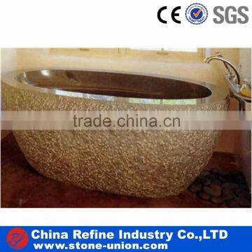 Yellow stone bathtub,Freestanding tub,Bush Hammered finish bathtub