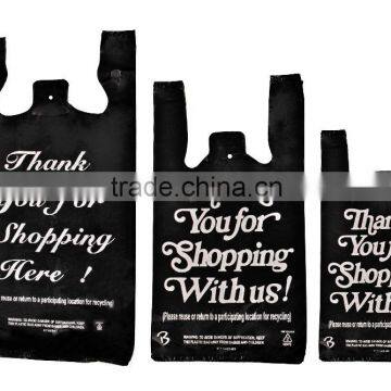 Black Liquor T-shirt Carrier Vest Bags with Silver Print