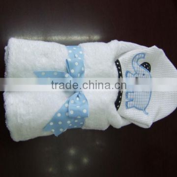 white color baby blanket with waffle hood