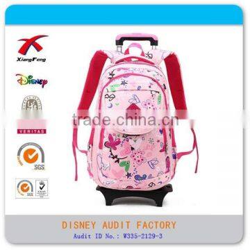 fashion flower student school bag backpack with trolley