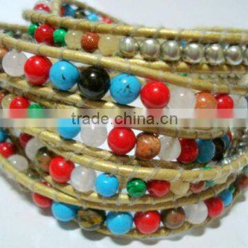 Leather Bracelets with Semi precious stones