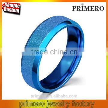 Blue Ring 316l stainless steel Party Jewelry For Men Women Matte USA Size