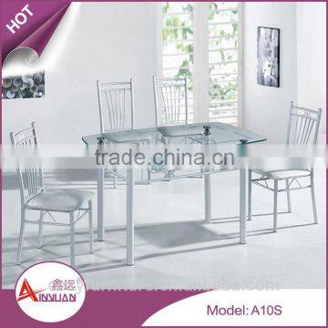 Restaurant clear glass top rotating dinning table sets oval-shaped glass dining table with leather chairs