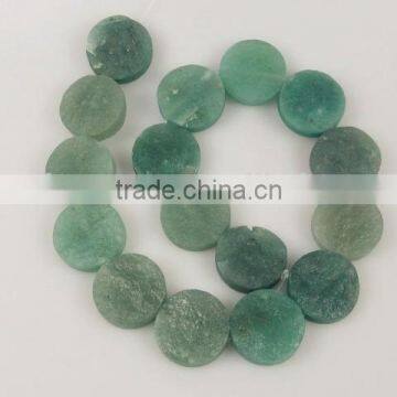 Wholesale Green Aventurine Coin Shaped Gemstone Loose Bead 16" photo-2