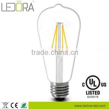 UL listed ST64 4W 6W 8w 2200k 2500k 2700k Dimmable LED Filament lamp