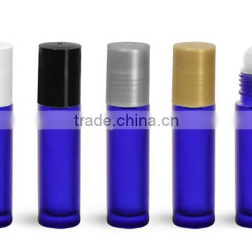 10ml blue glass material roll on bottle with plastic cap