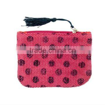 Natural Fibres Dot Printed Pouch