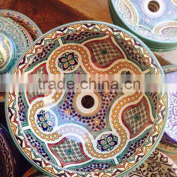 Encaustic ceramic Moroccan hand painted sink
