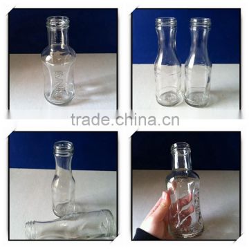 300ml shaped transparent glass bottles juice bottles with lid