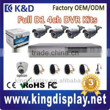 Full D1 4channel security surveillance diy cctv dvr kit with 4ch dvr and 700tvl security analog ir bullet cameras