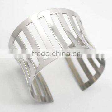 Punk Stainless Steel Cuff Metal Bangle Hollow Out Bracelet photo-4
