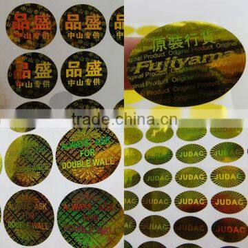 Golden Color Hologram 3d Display Hologram Security Sticker Label
