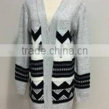 black and white stripe cable knitting pattern Cardigan, sweater