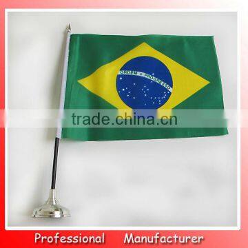 14*21CM table flag,170T polyester flag,2015 hot salling Brazil table stand flag