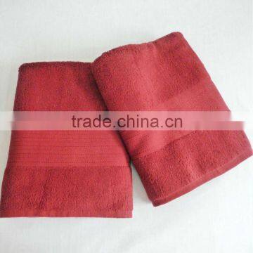 100% cotton terry fabric purplish red bath towel