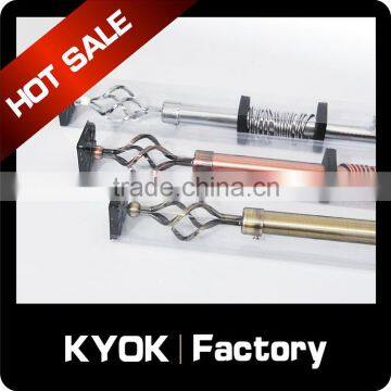 KYOK 2016 PVC packing curtain rod set, high quality with cheap price iron curtain pole and finials