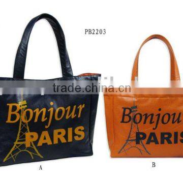 ladies fashion promotional printed PU tote bag wholesale