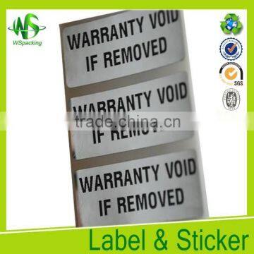 Paper adhesive sticker warranty void if removed label